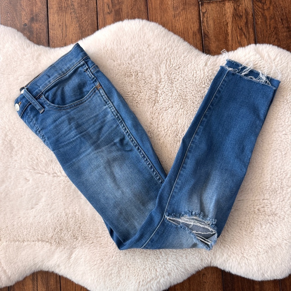 Madewell 10 Inch Roadtripper Raw Hem Distressed Skinny Jeans Womens Size 29